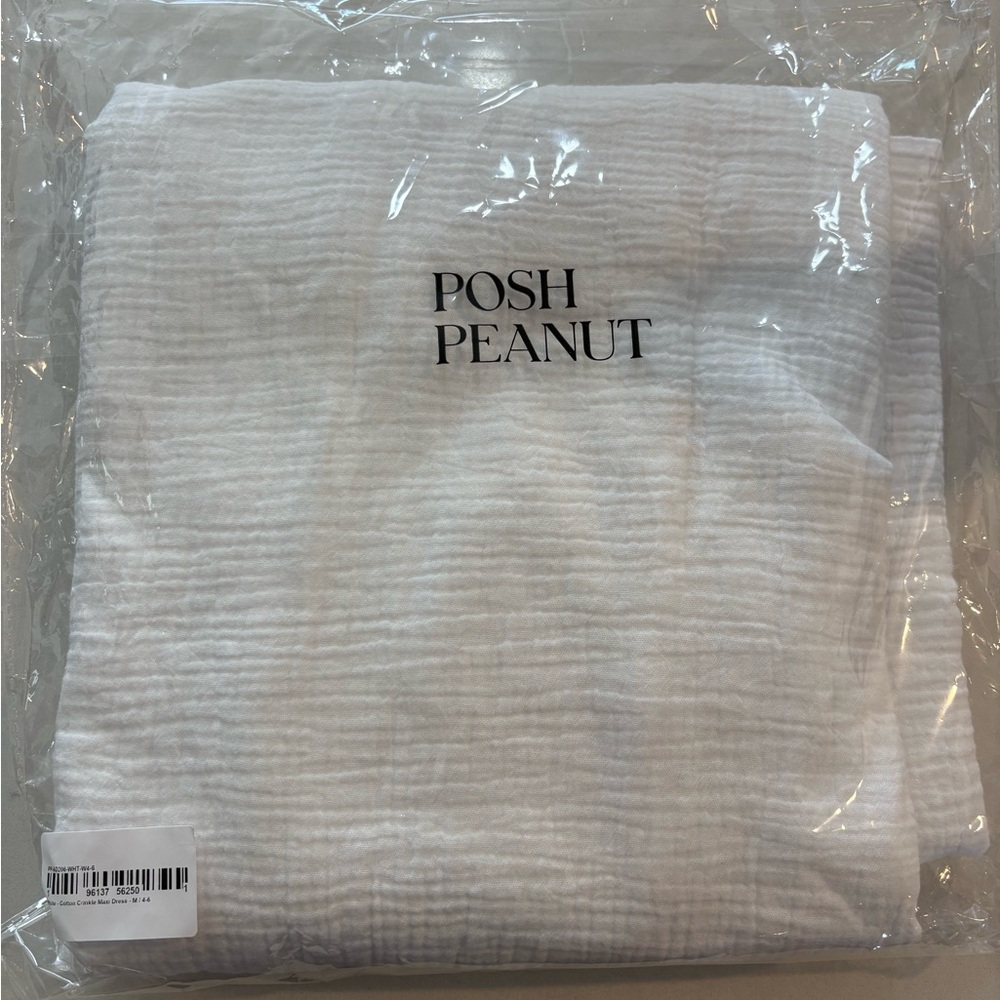 Posh Peanut White Smocked Square-Neck Cotton Crinkle Dress - Picture 6 of 10